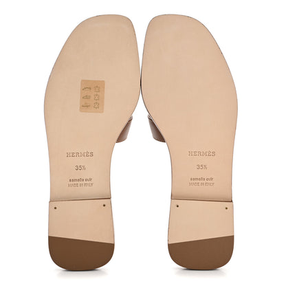 Hermes Box Calfskin Oran Sandals 35.5 Gold 6 of 10
