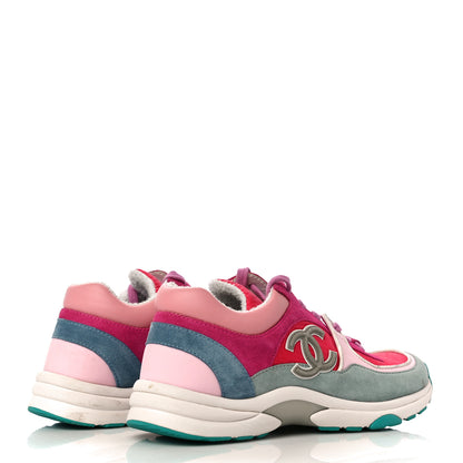 Chanel Nylon Calfskin Suede Womens CC Sneakers 40 Fuchsia Pink 3 of 15