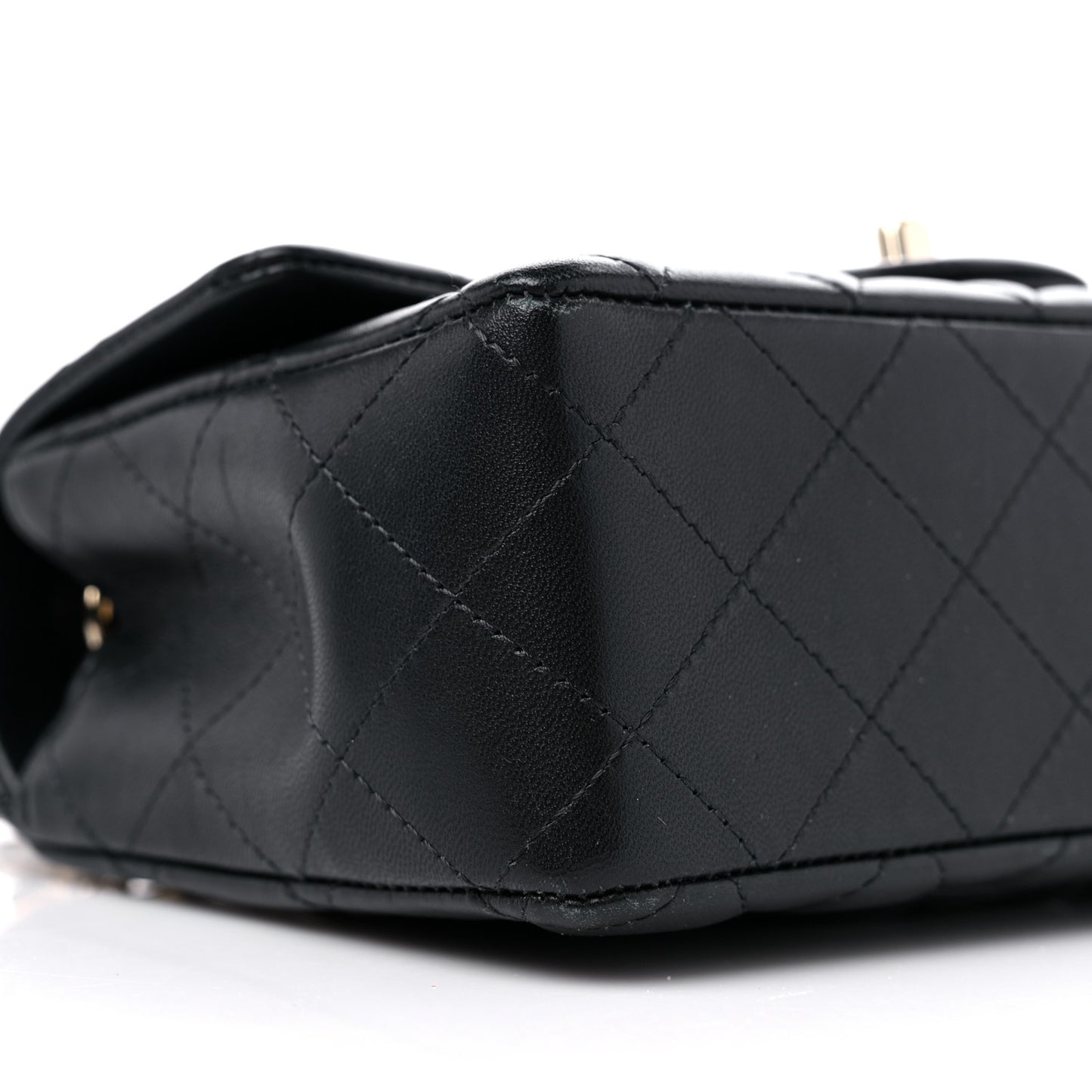 Lambskin Quilted Mini Coco Charms Rectangular Flap Black