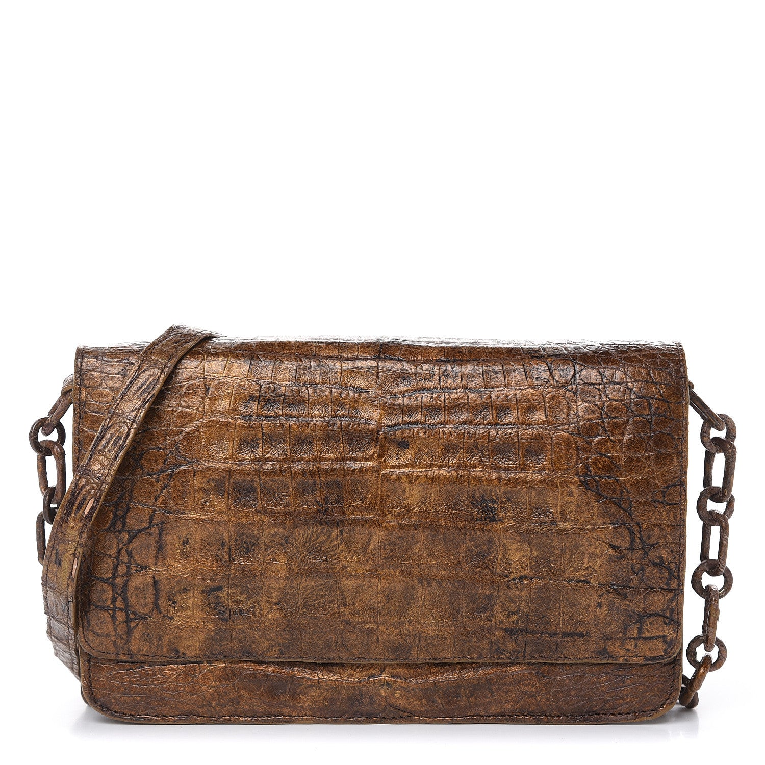Nancy Gonzalez Crocodile Wallet On Chain Brown 1 of 10