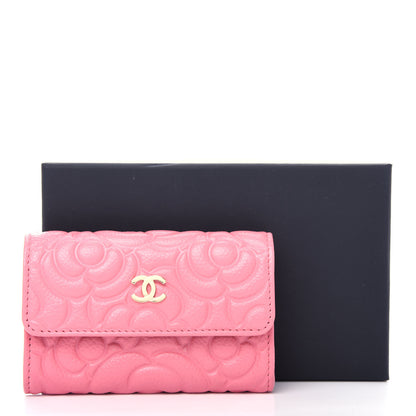 Chanel Caviar Camellia Embossed Card Holder Wallet Pink 9 of 9