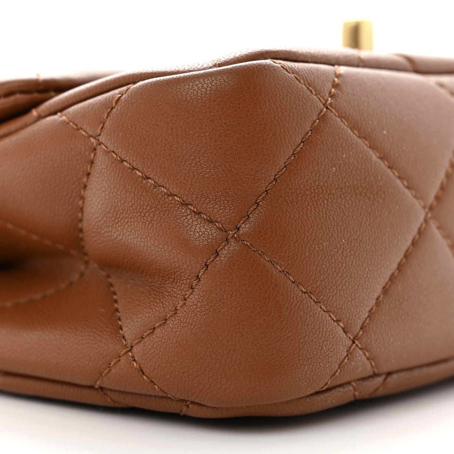 Lambskin Wenge Quilted Mini Fashion Wood Square Flap Light Brown