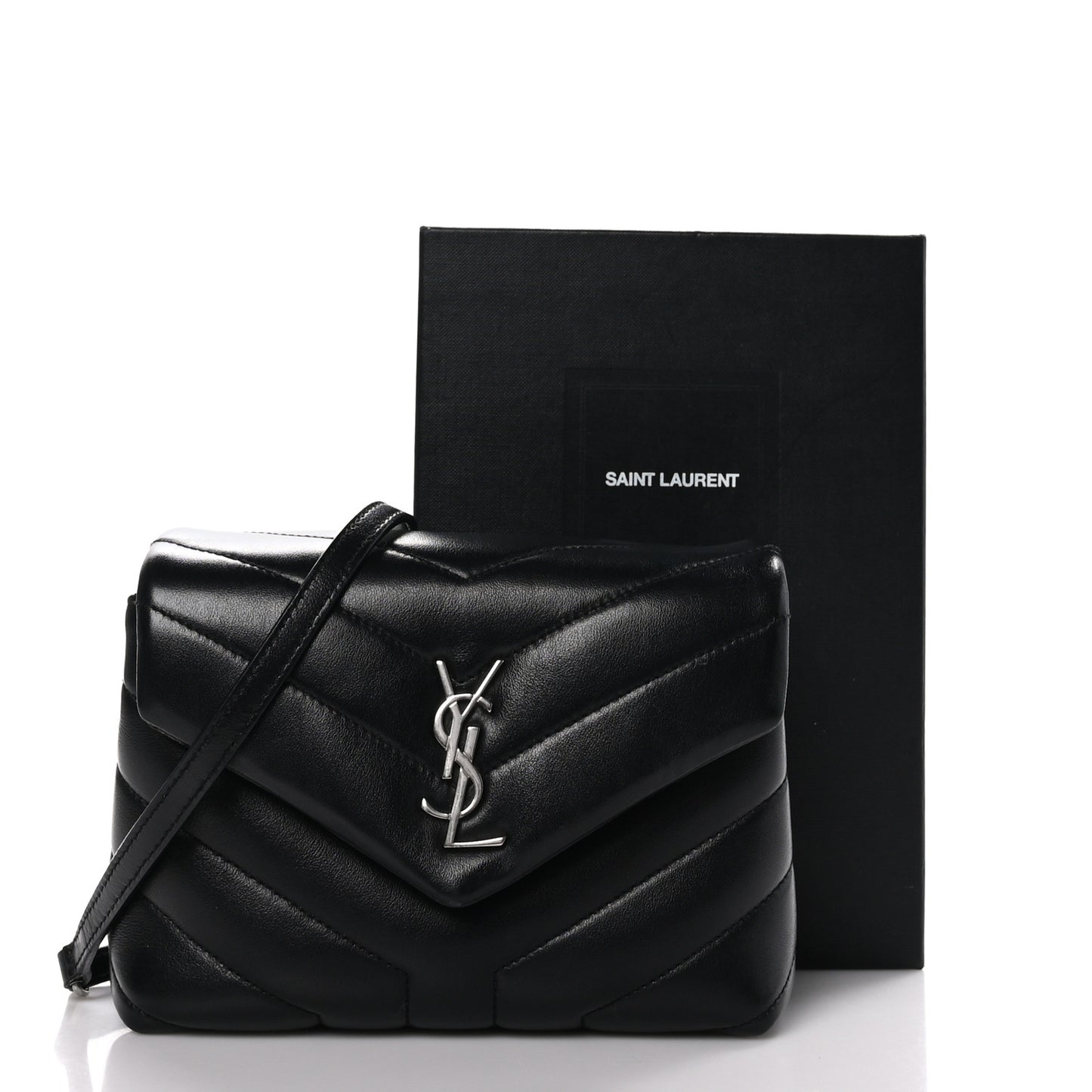 Calfskin Y Quilted Monogram Toy Loulou Crossbody Bag Black