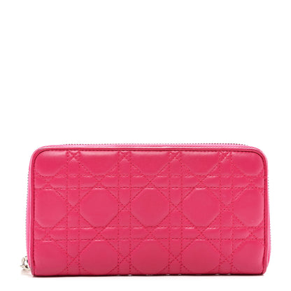 Christian Dior Lambskin Cannage Lady Dior Zip Wallet Fuchsia 1 of 9