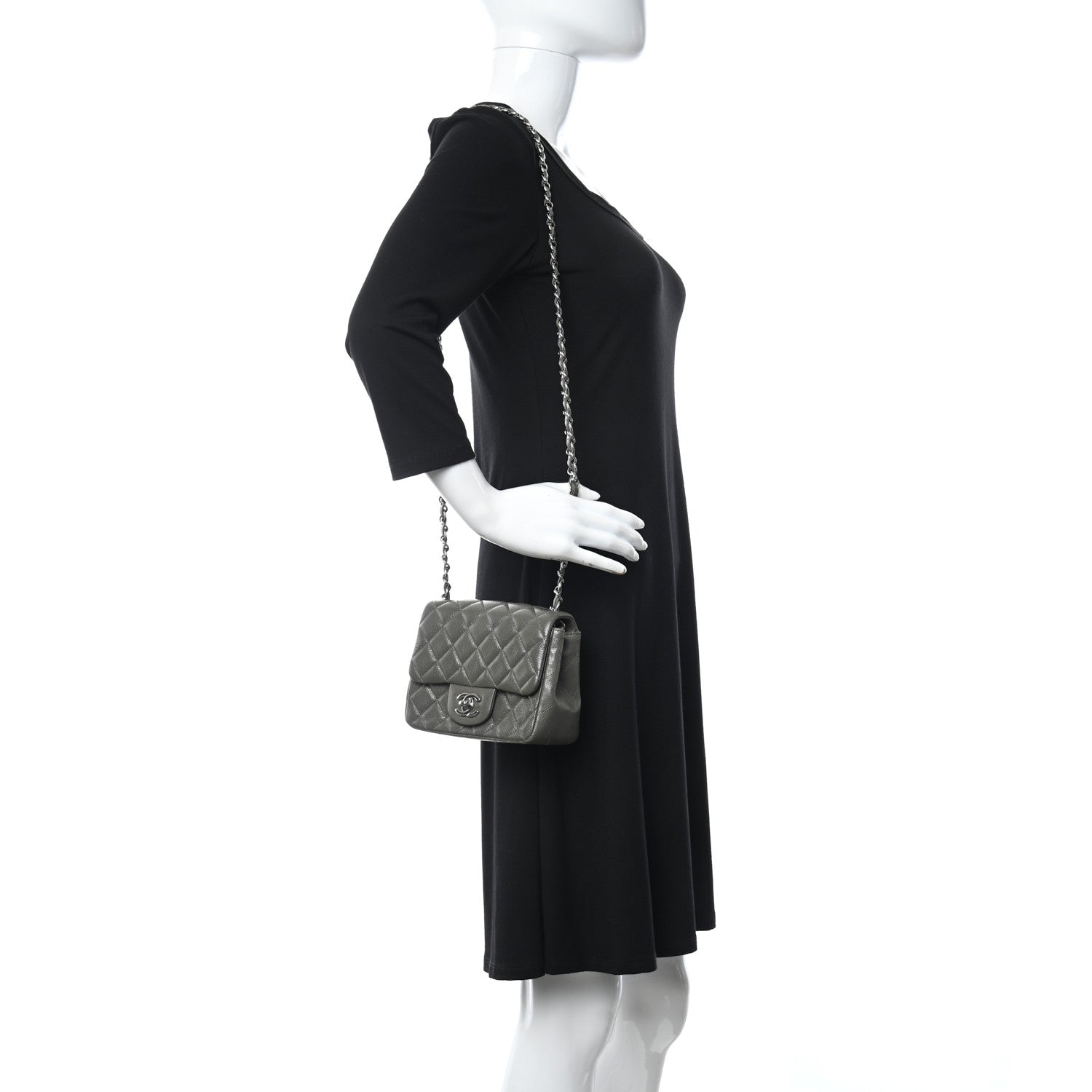 Chanel Caviar Quilted Mini Square Flap Dark Charcoal 2 of 17