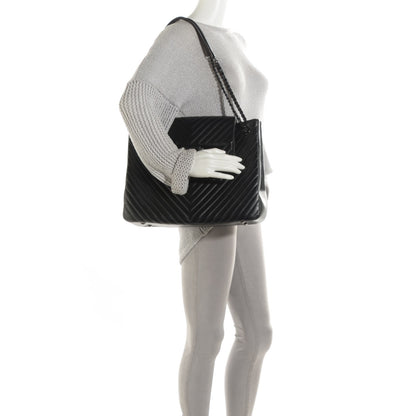 Chanel Calfskin Chevron Quilted Flap Tote So Black 2 of 8