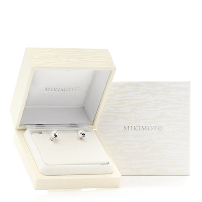 Mikimoto 18K White Gold Blue Sapphire Akoya Cultured Pearl 8-8.5mm Stud Earrings 5 of 5