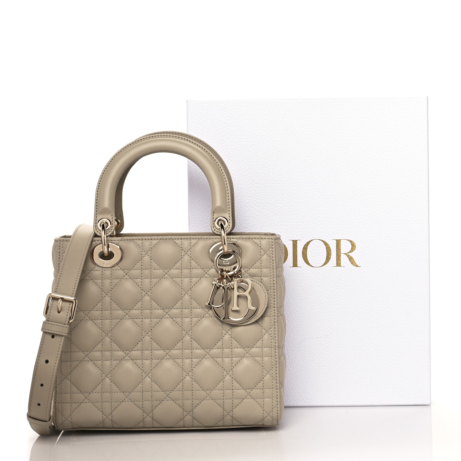 Christian Dior Lambskin Cannage Medium Lady Dior Beige 10 of 10