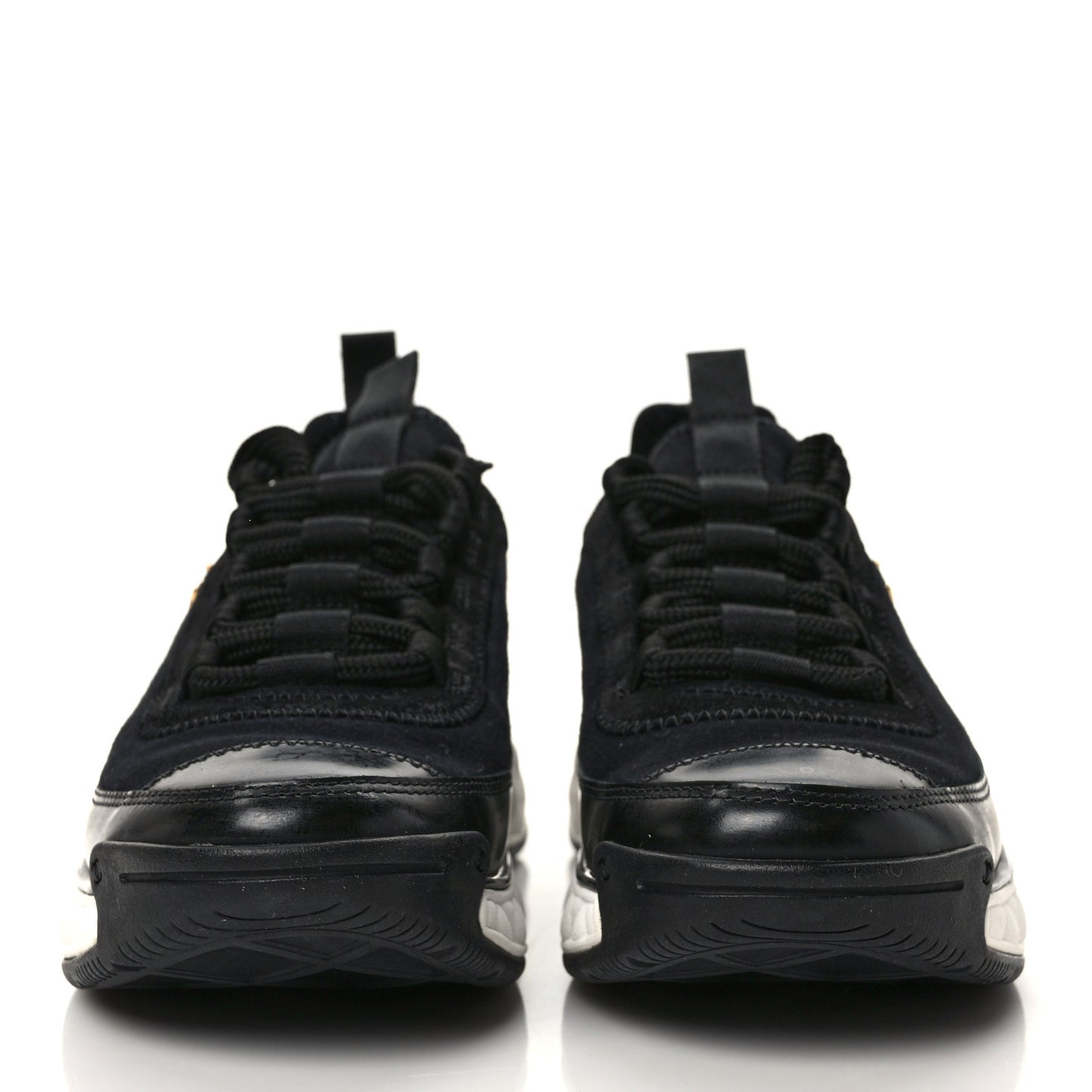 Velvet Calfskin Mixed Fibers CC Sneakers 36 Black
