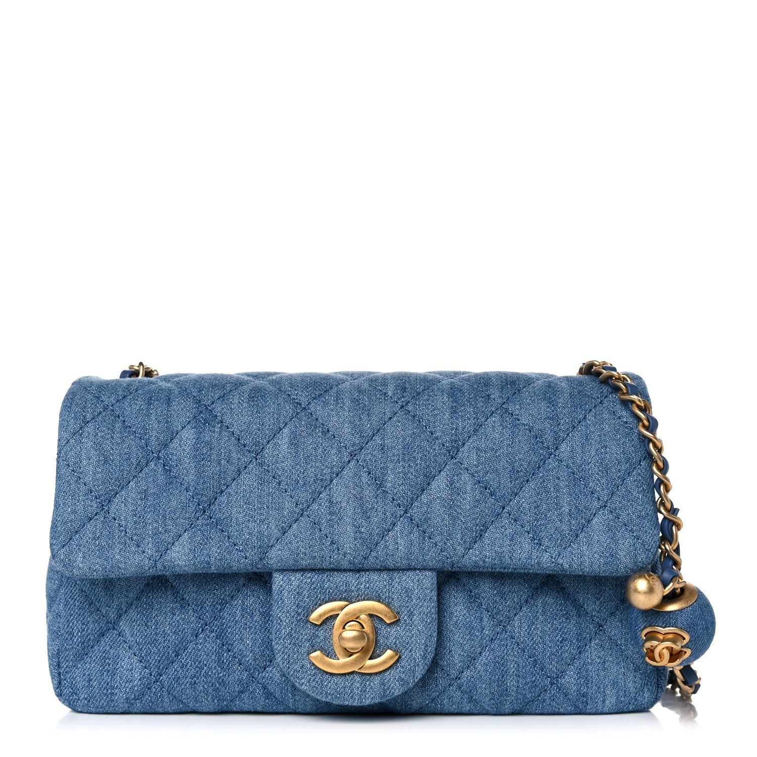 Chanel Denim Quilted Mini Pearl Crush Rectangular Flap Blue 1 of 10
