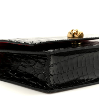 Alexander McQueen Calfskin Crocodile Embossed Skull Mini Shoulder Bag Black 9 of 10