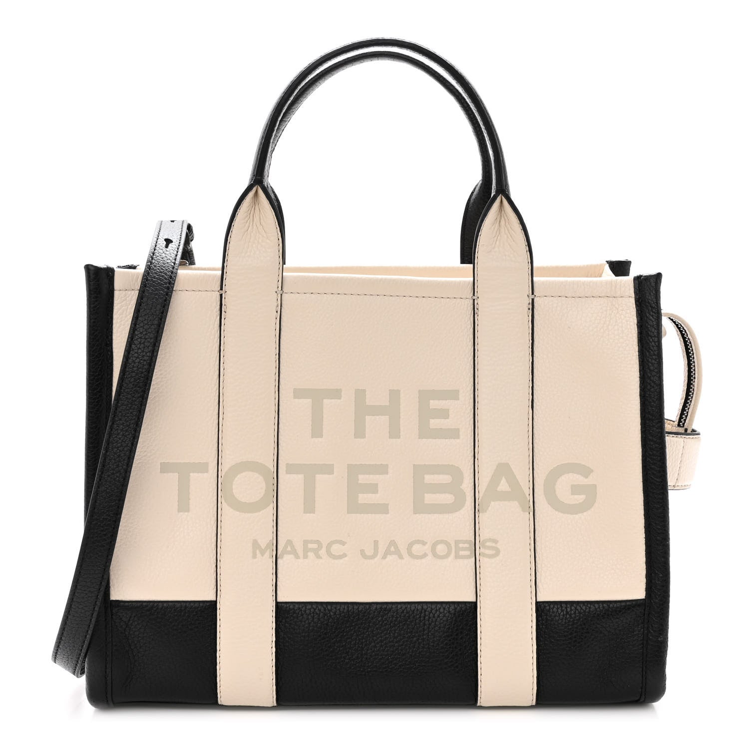 Marc Jacobs Grained Calfskin Small The Tote Bag Ivory Black 1 of 12