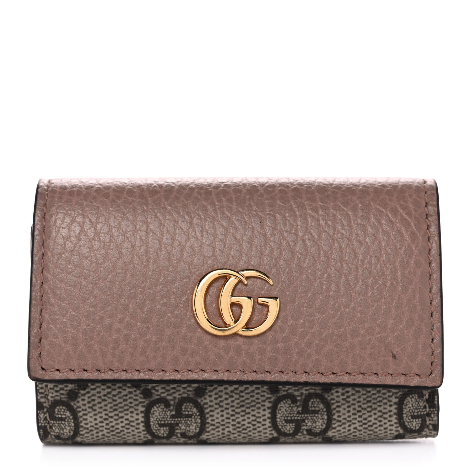 Gucci Dollar Calfskin GG Supreme Monogram GG Marmont 6 Key Holder Case Porcelain Rose Beige Ebony 1 of 9
