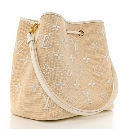 Louis Vuitton Cotton Monogram Embroidered Neonoe MM Beige White 3 of 9