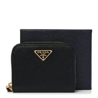 Prada Vitello Move Triangle Logo Zip Coin Purse Black 6 of 6