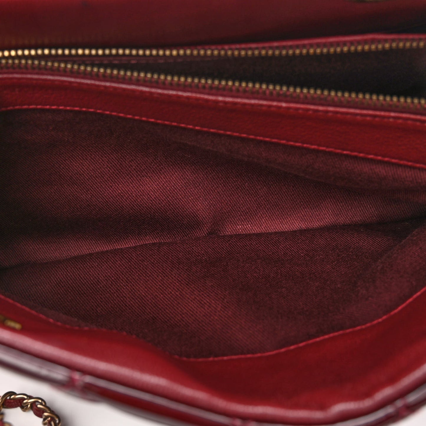 Patent Goatskin Quilted Small CC Eyelet Tote Burgundy
