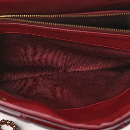 Chanel Patent Goatskin Quilted Small CC Eyelet Tote Burgundy 7 of 12