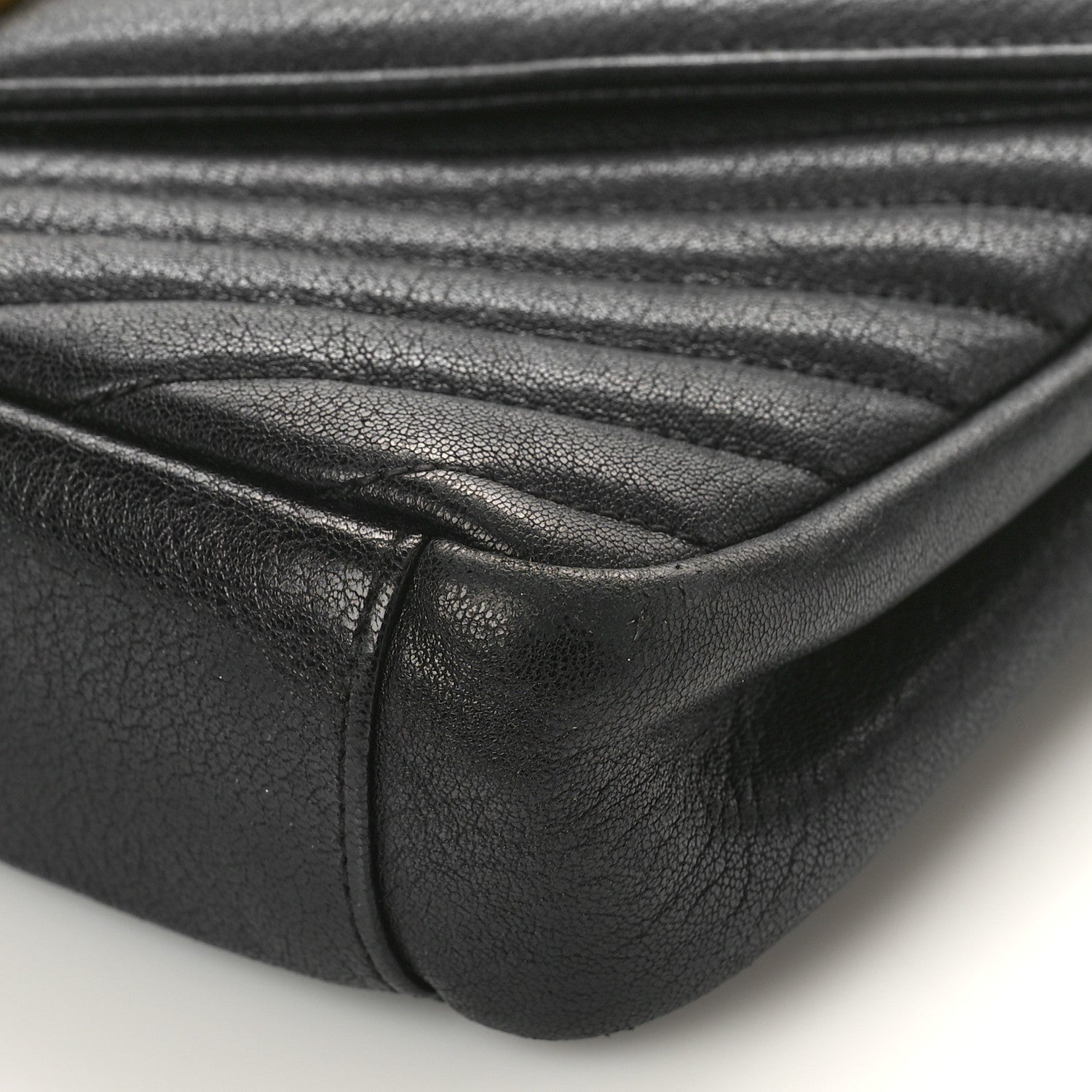 Saint Laurent Sheepskin Matelasse Chevron Monogram Medium College Bag Black 8 of 11