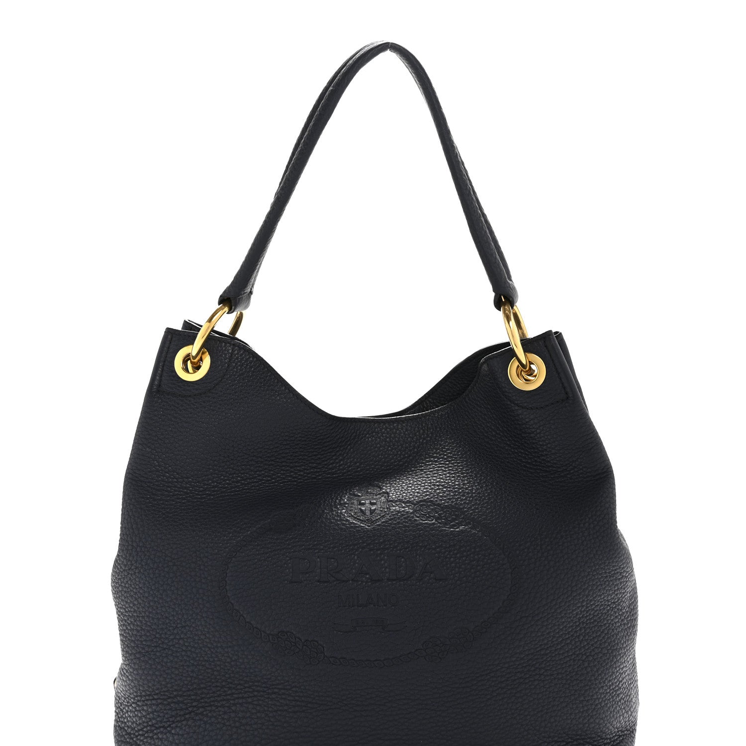 Prada Vitello Phenix Embossed Logo Hobo Baltico 7 of 16