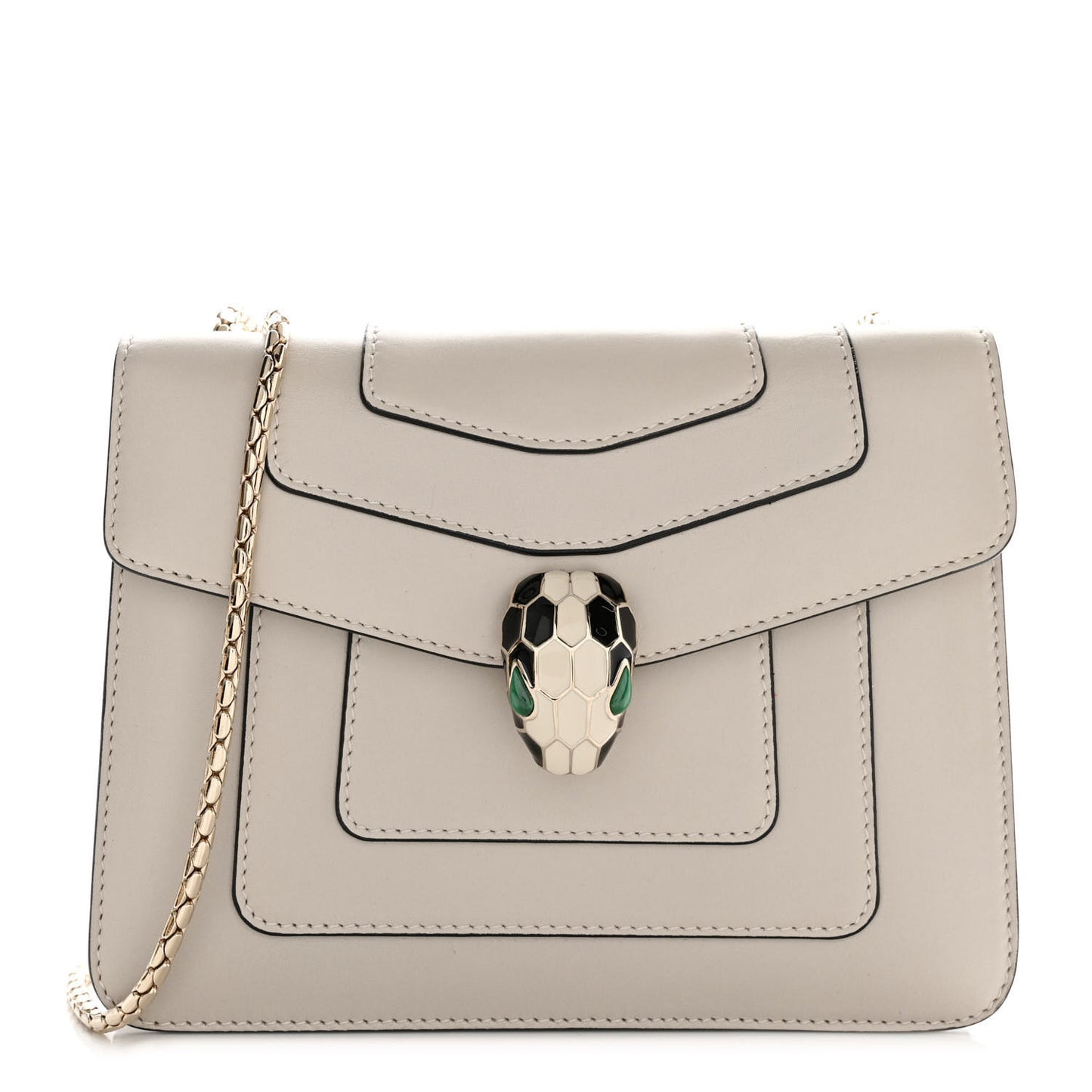 Calfskin Small Serpenti Forever Snake Strap Crossbody Bag Grey