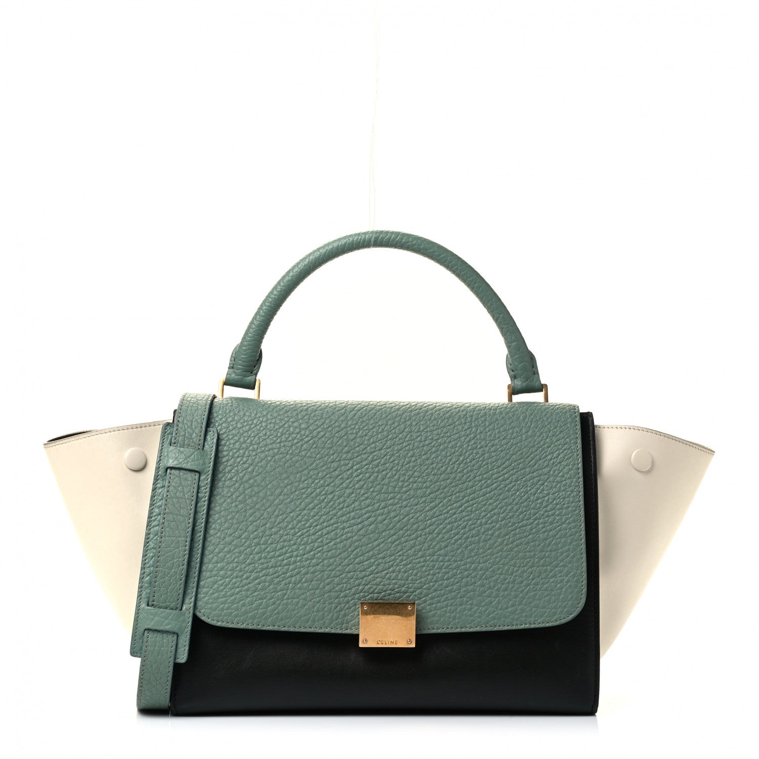 Celine Bullhide Calfskin Small Tri-Color Trapeze Jade 1 of 4