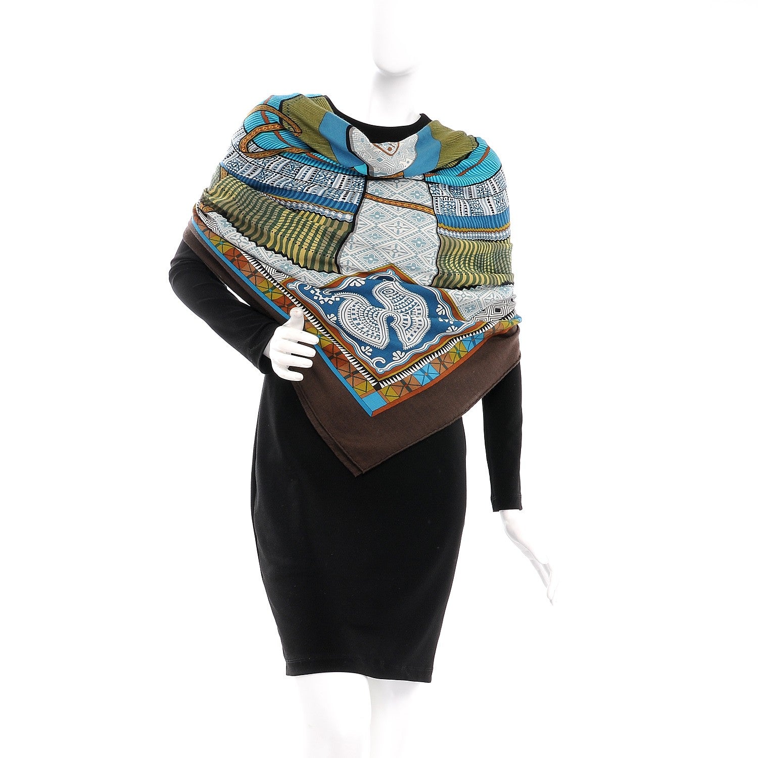 Hermes Cashmere Silk Cent Plis Des Miao Shawl 140 2 of 4