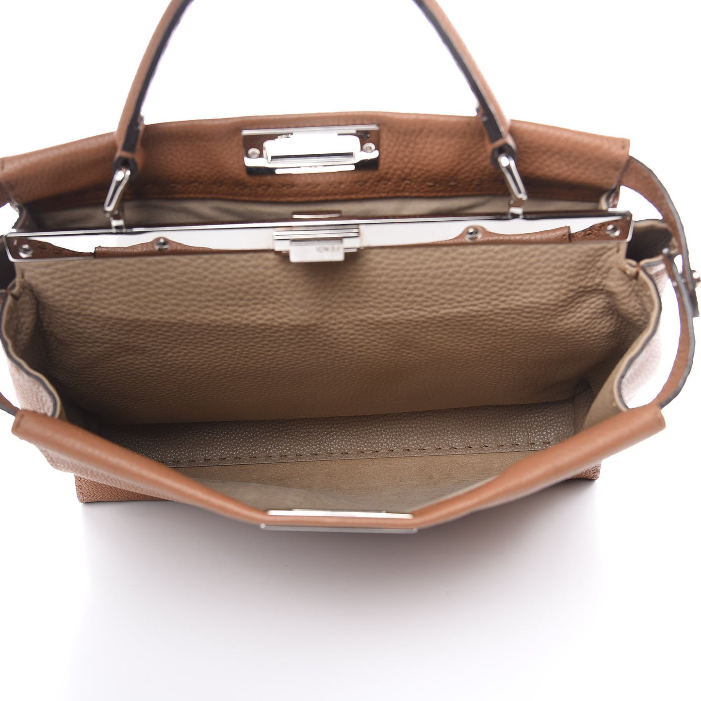 Cuoio Romano Selleria Bi-Color Large Peekaboo Iconic Satchel Mou Deserto