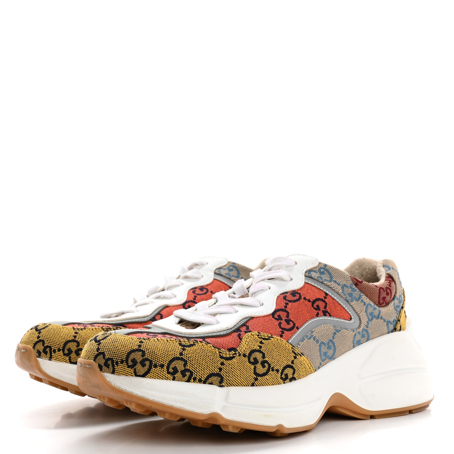 Monogram Multicolor Demetra Womens Rhyton Sneakers 39.5 Yellow Blue Great White Tabasco
