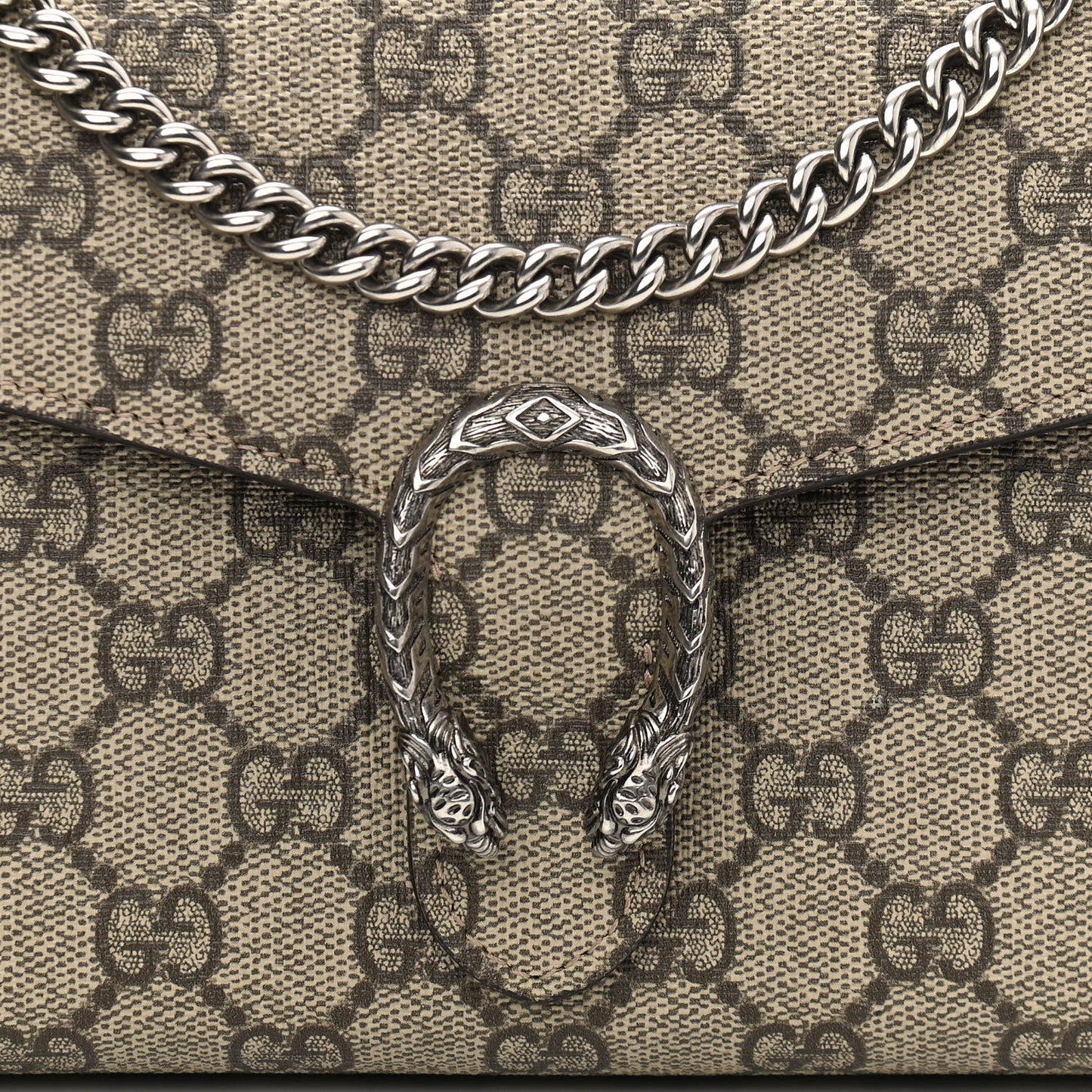 GG Supreme Monogram Mini Dionysus Chain Wallet Beige Taupe