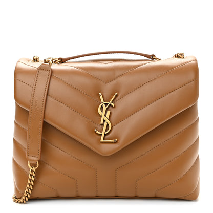 Saint Laurent Calfskin Y Quilted Monogram Small Loulou Chain Satchel Dark Natural 1 of 10