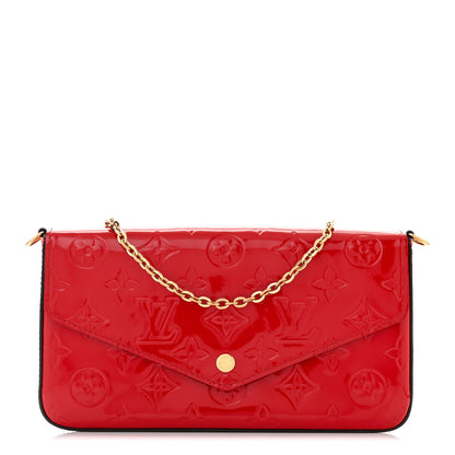 Louis Vuitton Vernis Felicie Pochette Chain Wallet Cherry 1 of 13