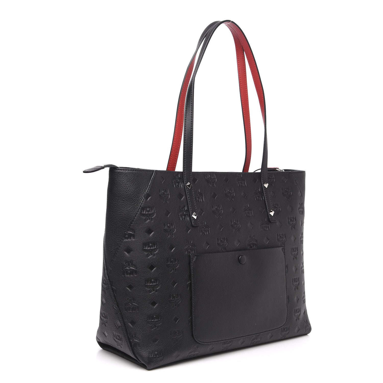 MCM Calfskin Ottomar Monogram Medium Klara Shopper Tote Black 2 of 8