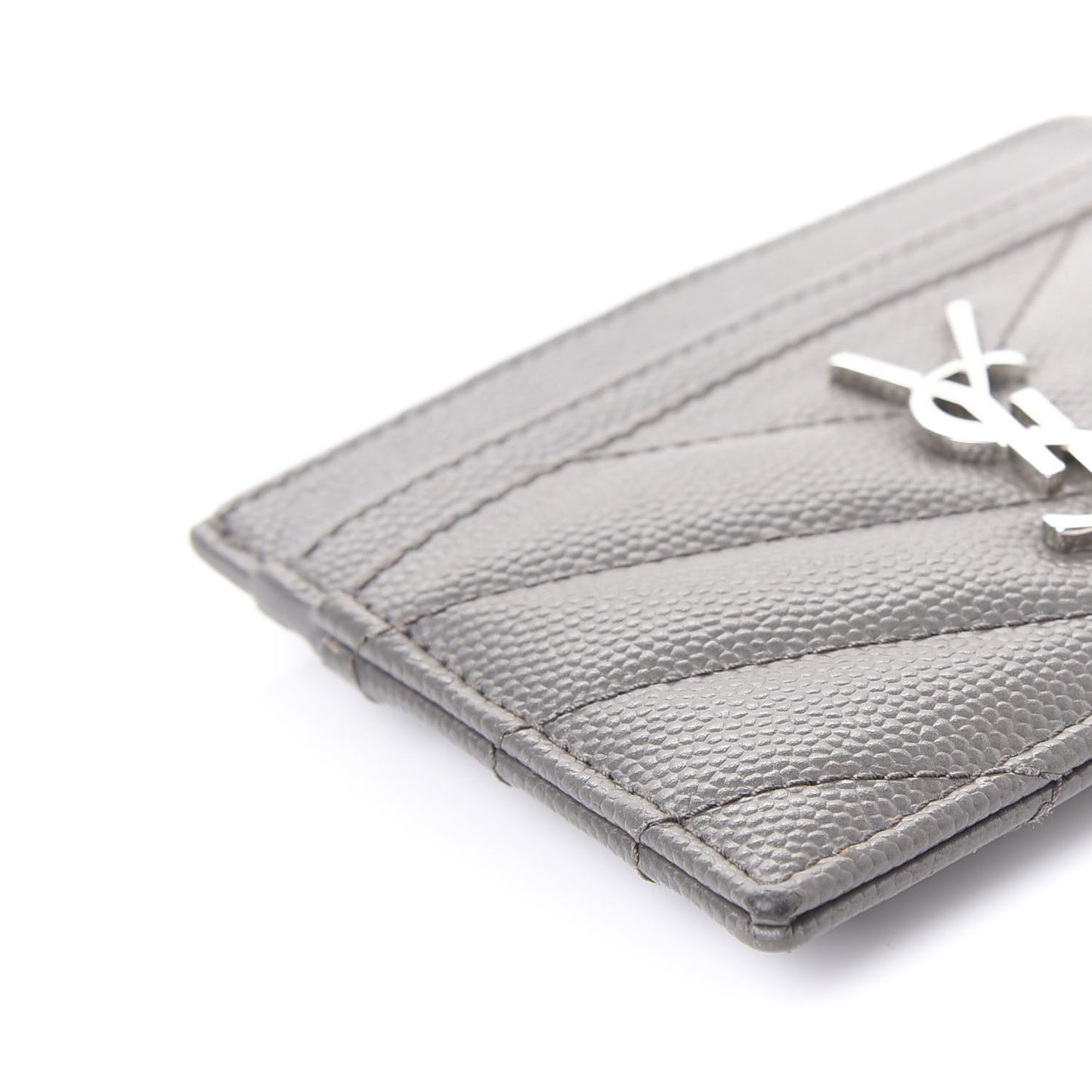 Grain De Poudre Matelasse Chevron Monogram Credit Card Case Coal