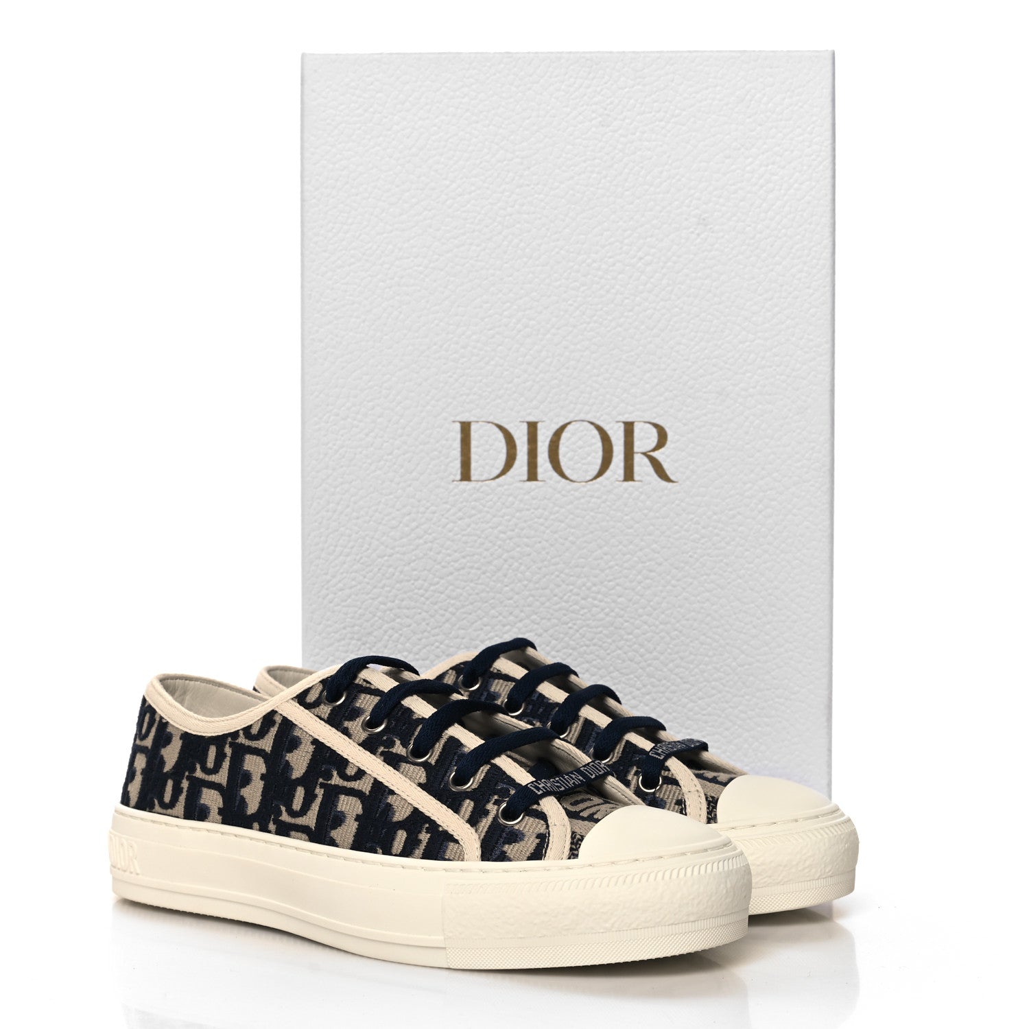 Christian Dior Canvas Oblique Walk'N'Dior Low Top Sneakers 37.5 Deep Blue 10 of 10