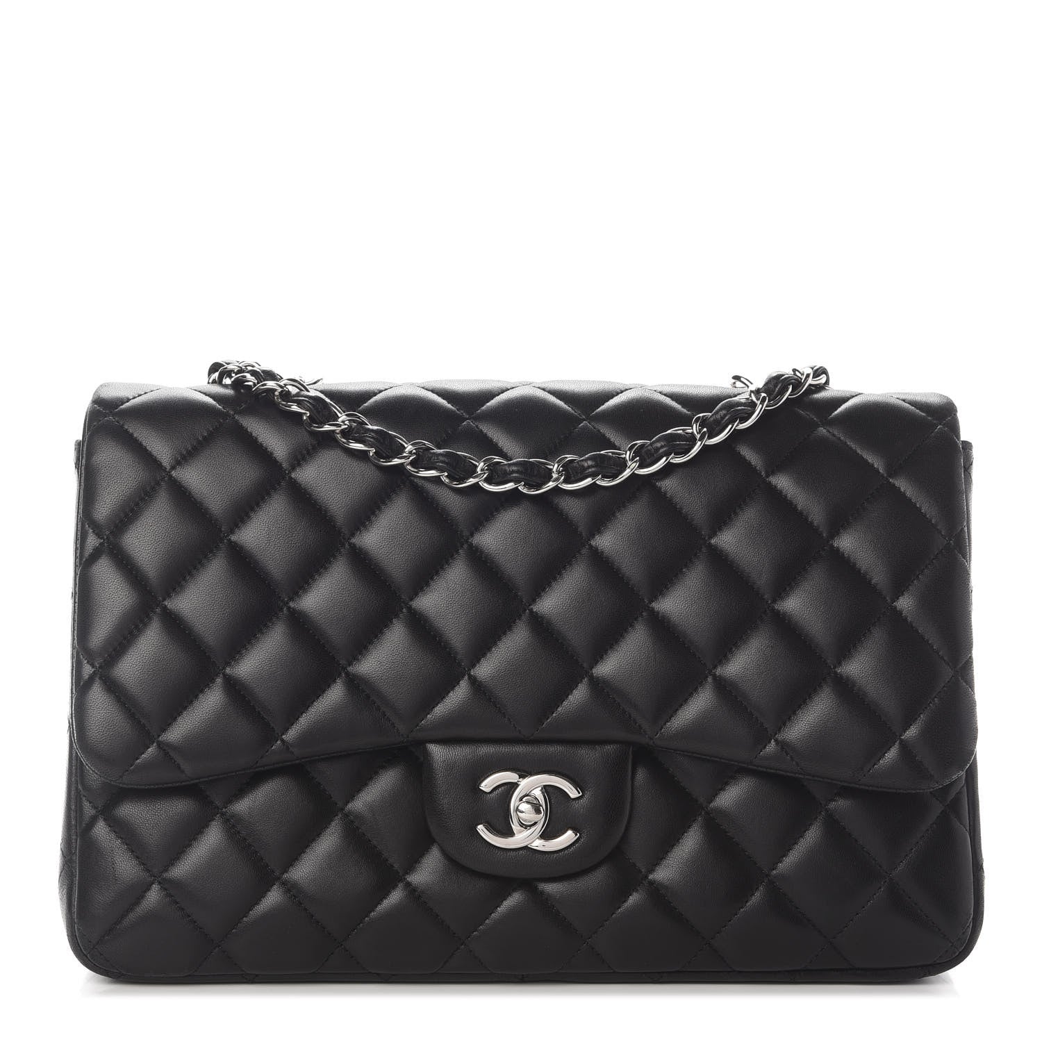 Chanel Lambskin Quilted Jumbo Single Flap Black 1 of 10