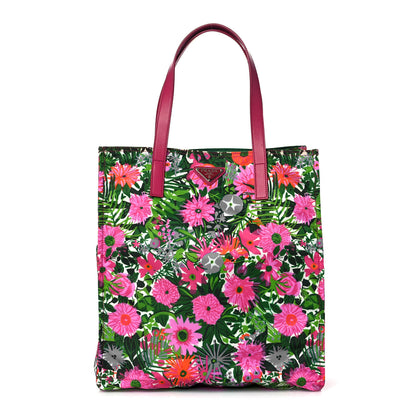 Prada Tessuto Nylon Floral Print Tote Pink 1 of 9