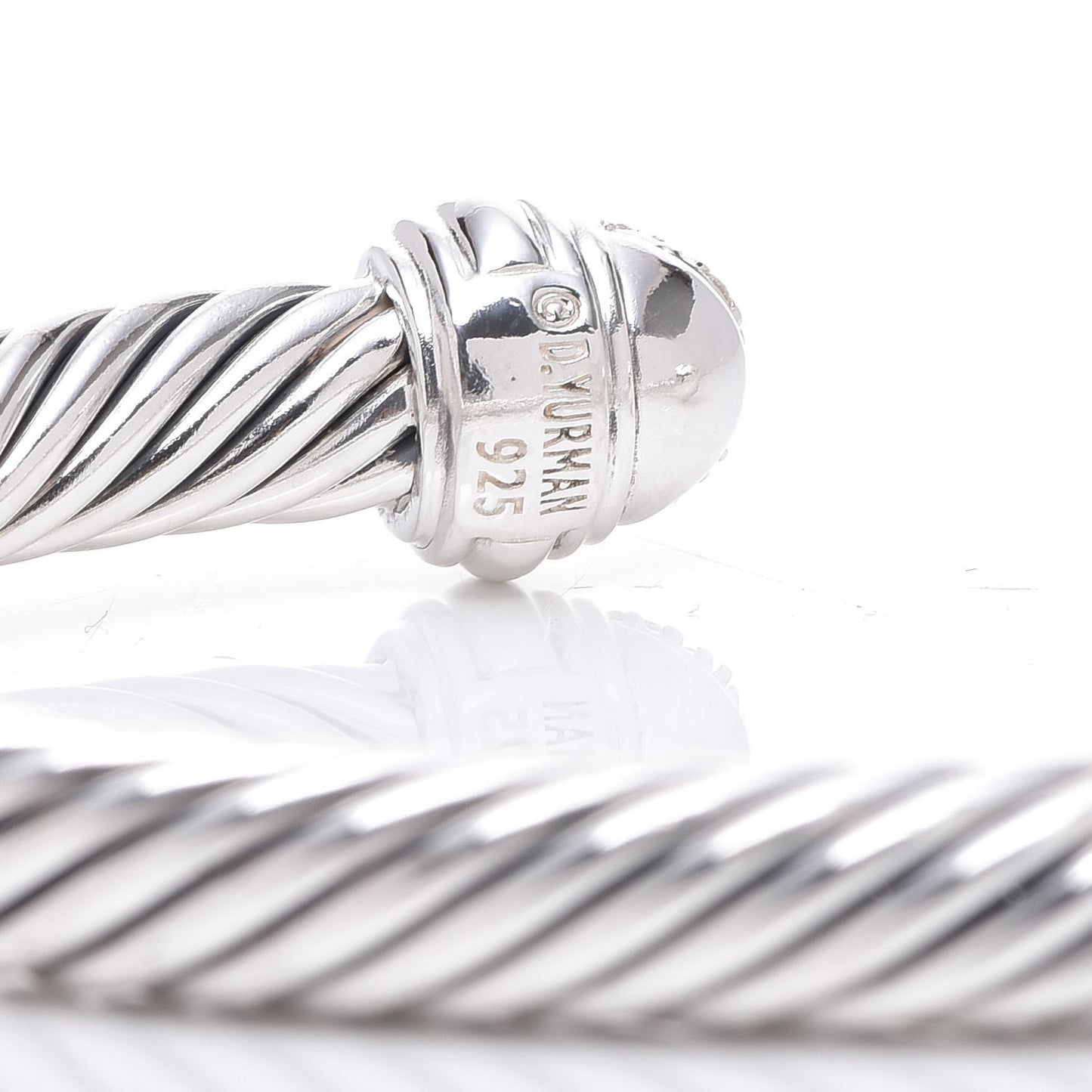 Sterling Silver Diamond 7mm Cable Classics Bracelet