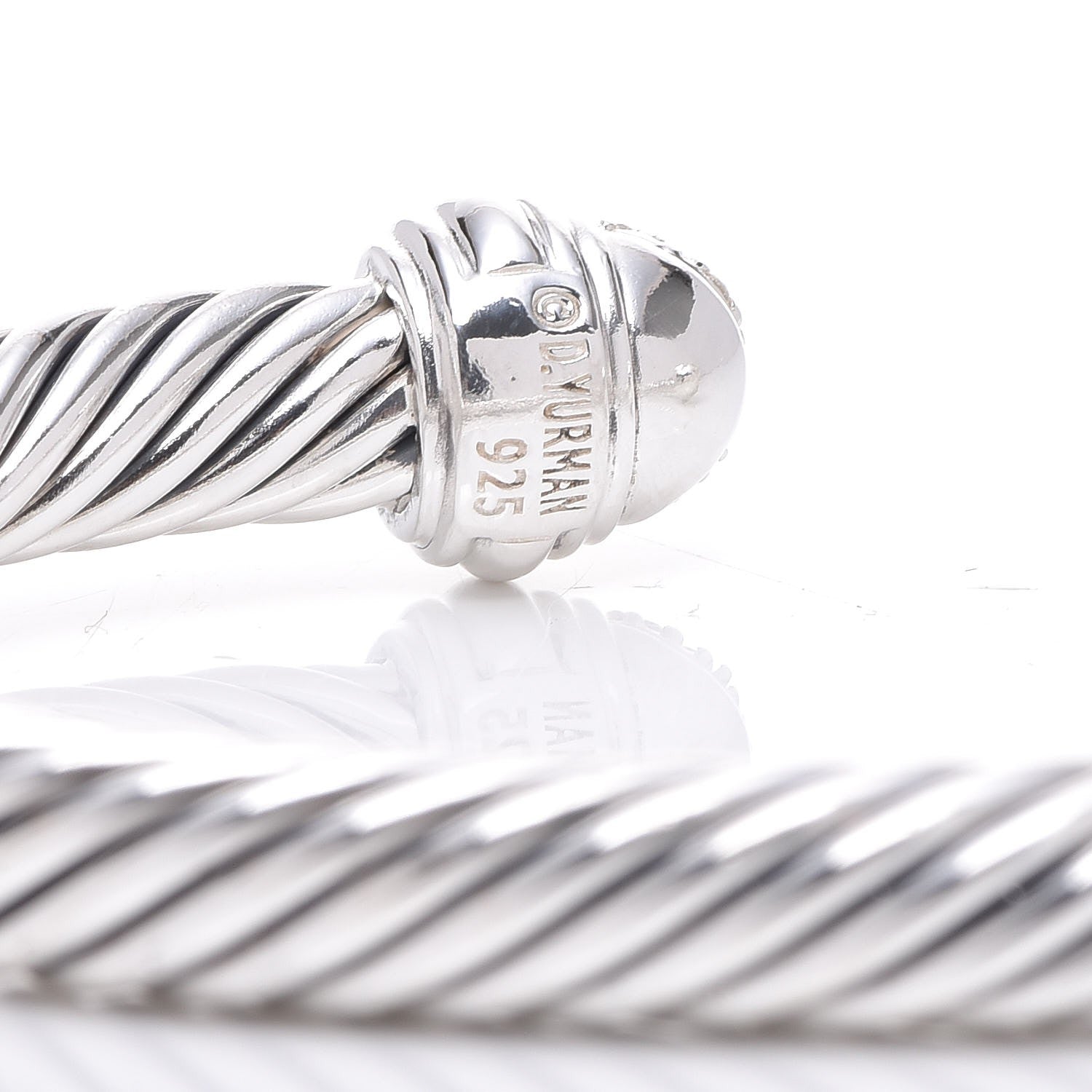 David Yurman Sterling Silver Diamond 7mm Cable Classics Bracelet 4 of 4