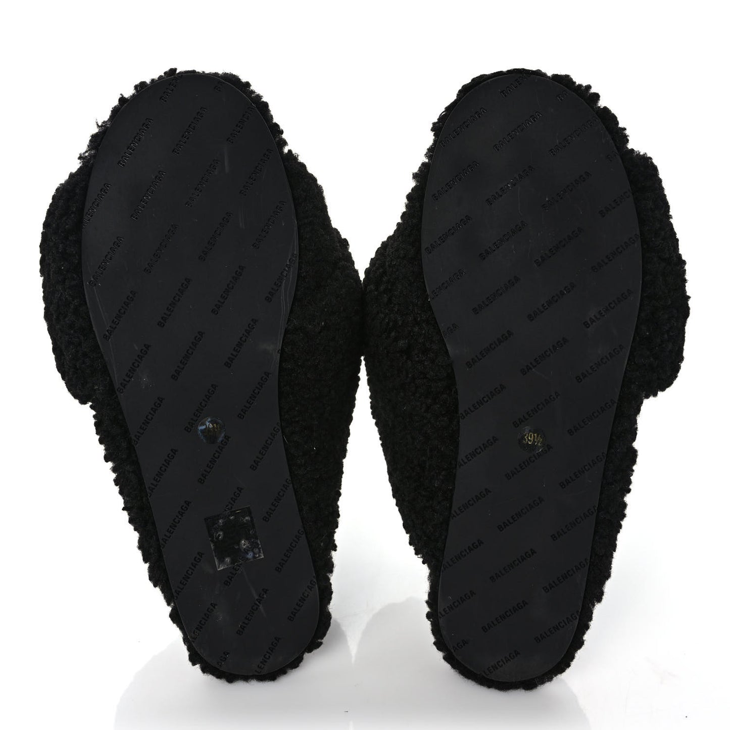 Faux Shearling Drapy Slide Sandals 39.5 Black