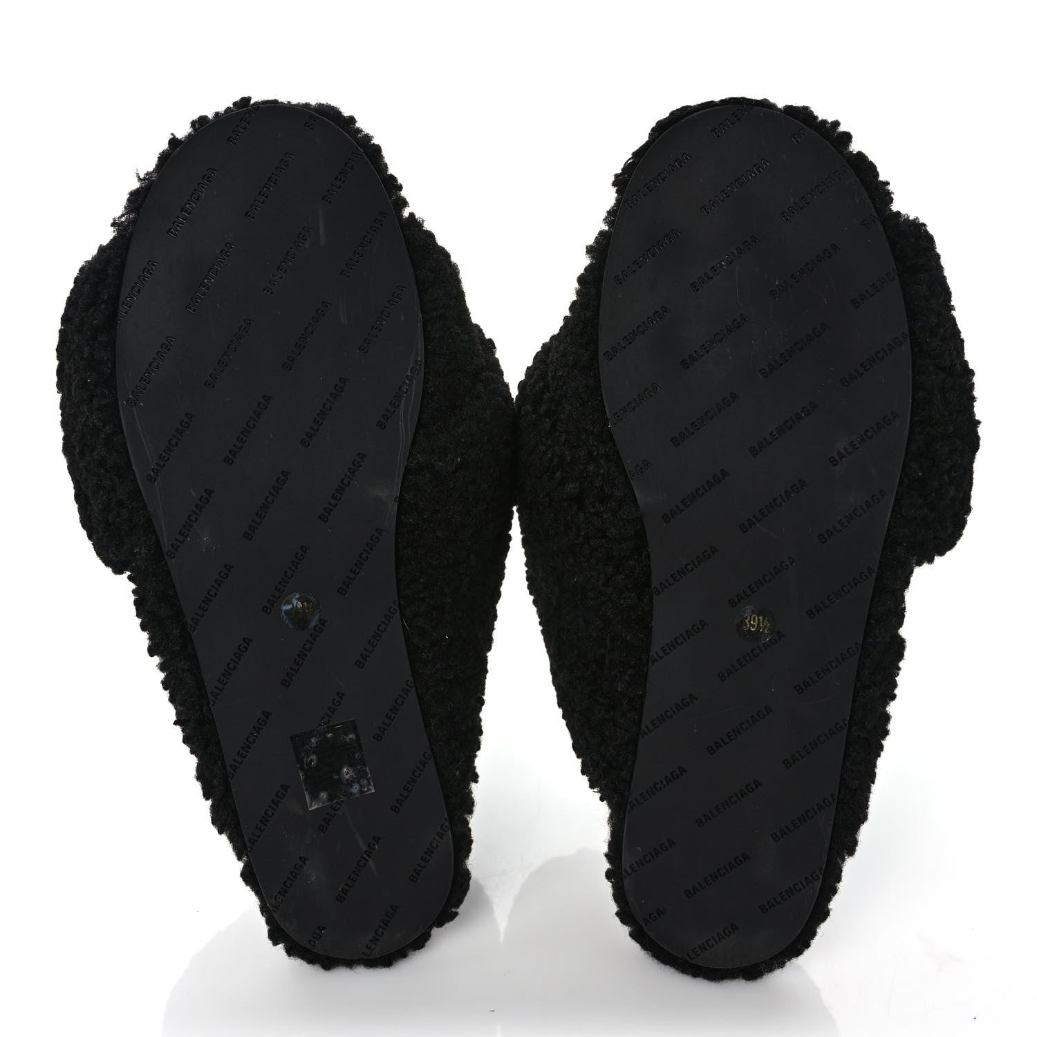 Balenciaga Faux Shearling Drapy Slide Sandals 39.5 Black 5 of 7