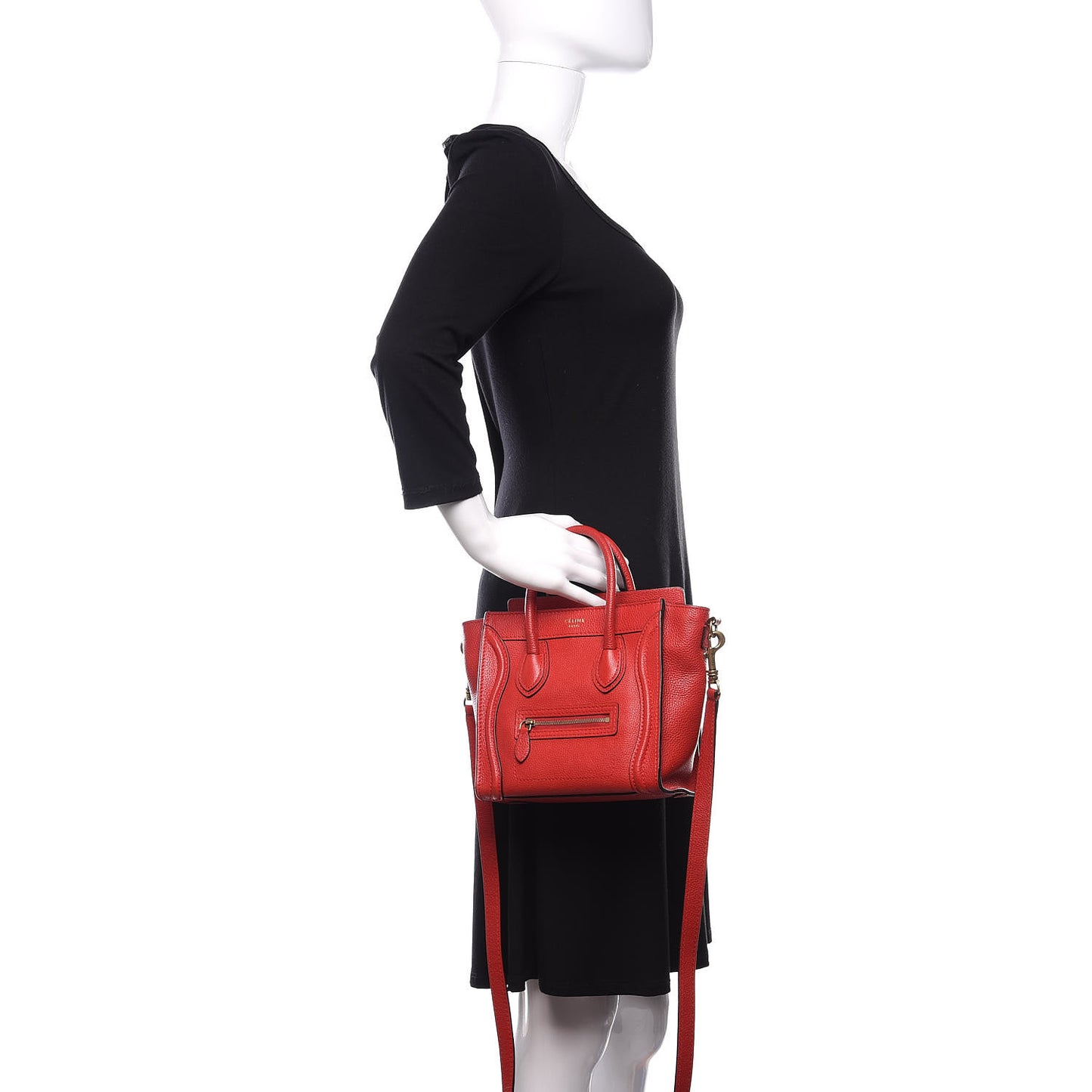 Drummed Calfskin Nano Luggage Coquelicot