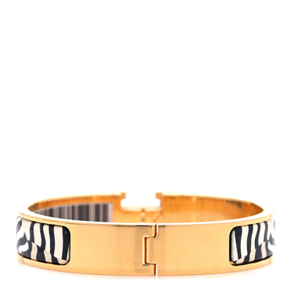 Hermes Enamel Narrow Print Zebres De Tanzania Clic Clac H Bracelet PM Beige Blue 2 of 8