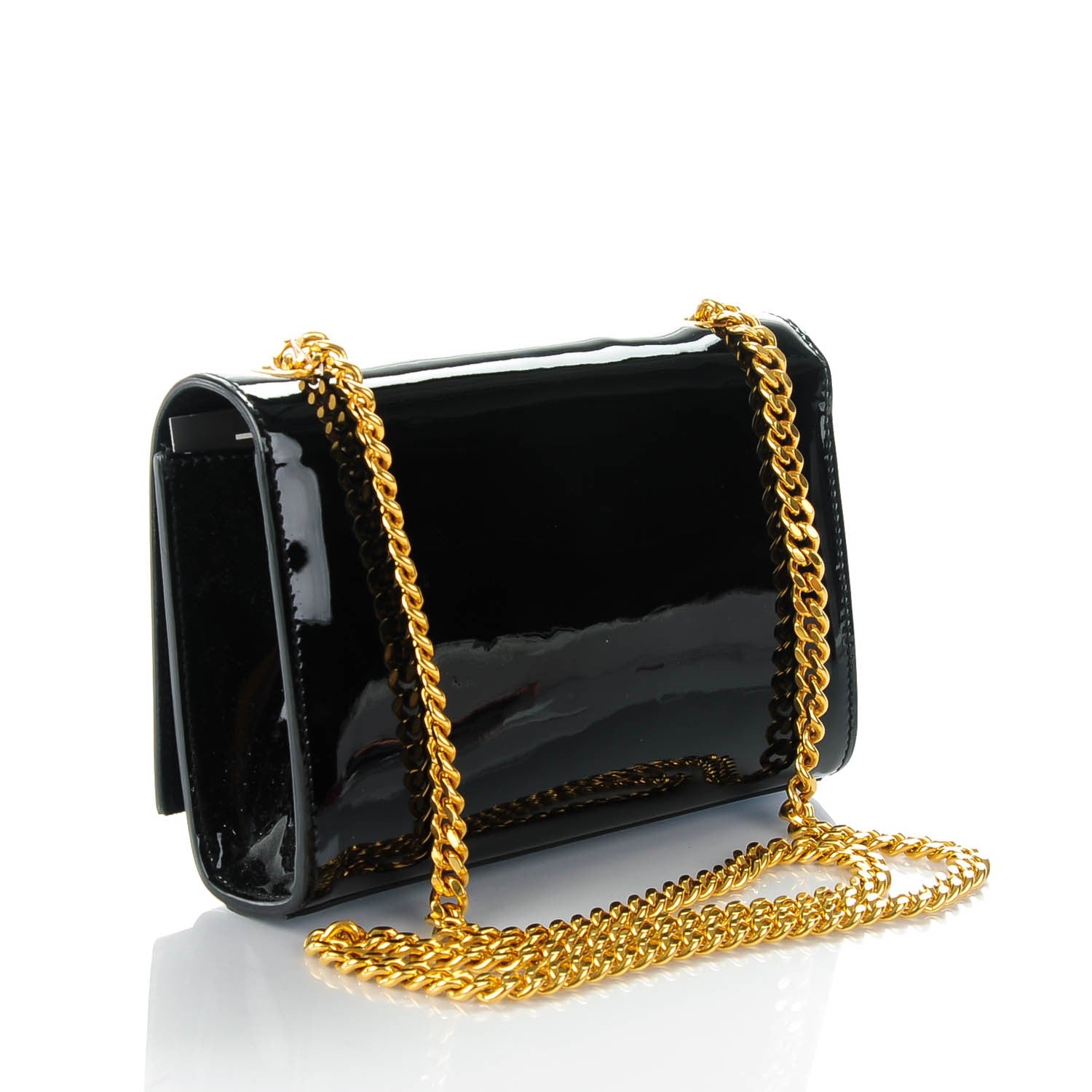 Saint Laurent Patent Small Classic Monogram Tassel Satchel Black 3 of 8