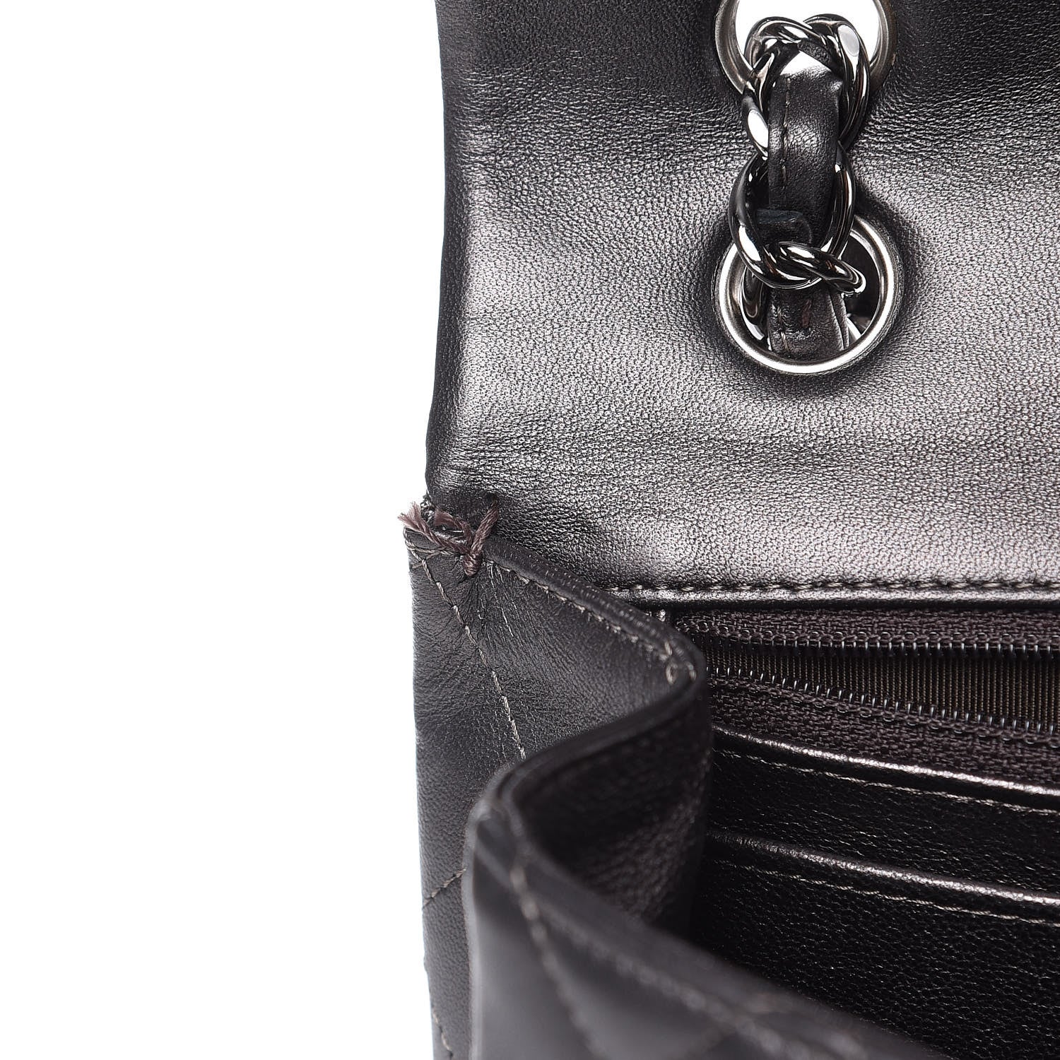 Chanel Metallic Lambskin Quilted Maxi Single Flap Dark Grey 14 of 21