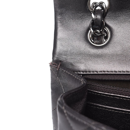 Chanel Metallic Lambskin Quilted Maxi Single Flap Dark Grey 14 of 21