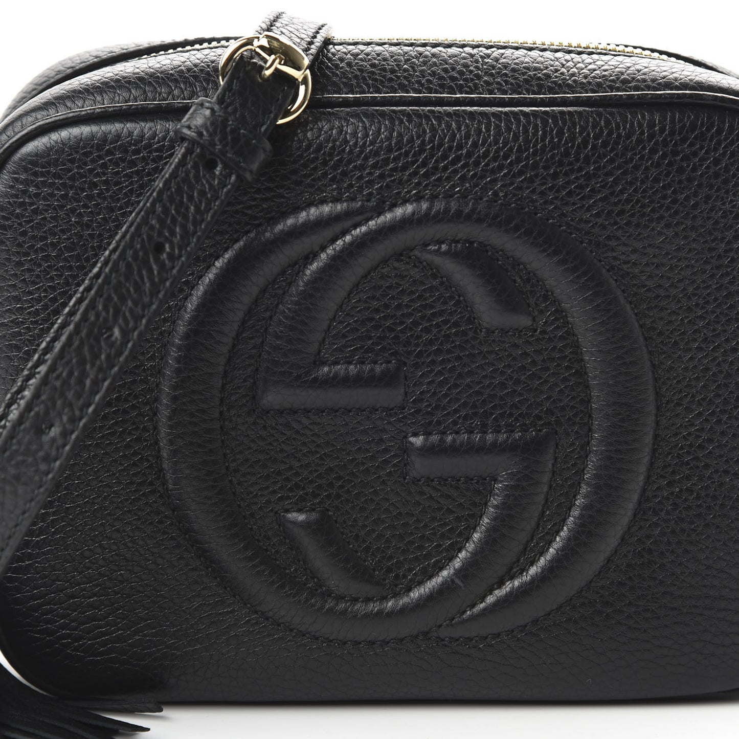 Pebbled Calfskin Small Soho Disco Bag Black