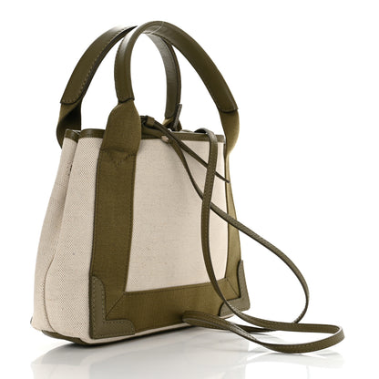 Balenciaga Cotton Canvas Calfskin Navy Cabas XS Natural Green 4 of 11