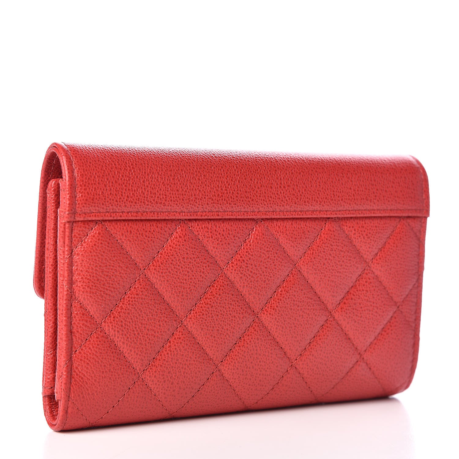 Chanel Grained Calfskin Quilted CC Box Flap Wallet Red 4 of 9