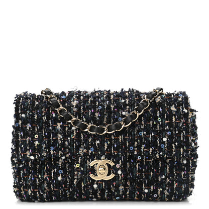 Chanel Glittered Tweed Quilted Mini Rectangular Flap Navy Blue Mulitcolor 1 of 10