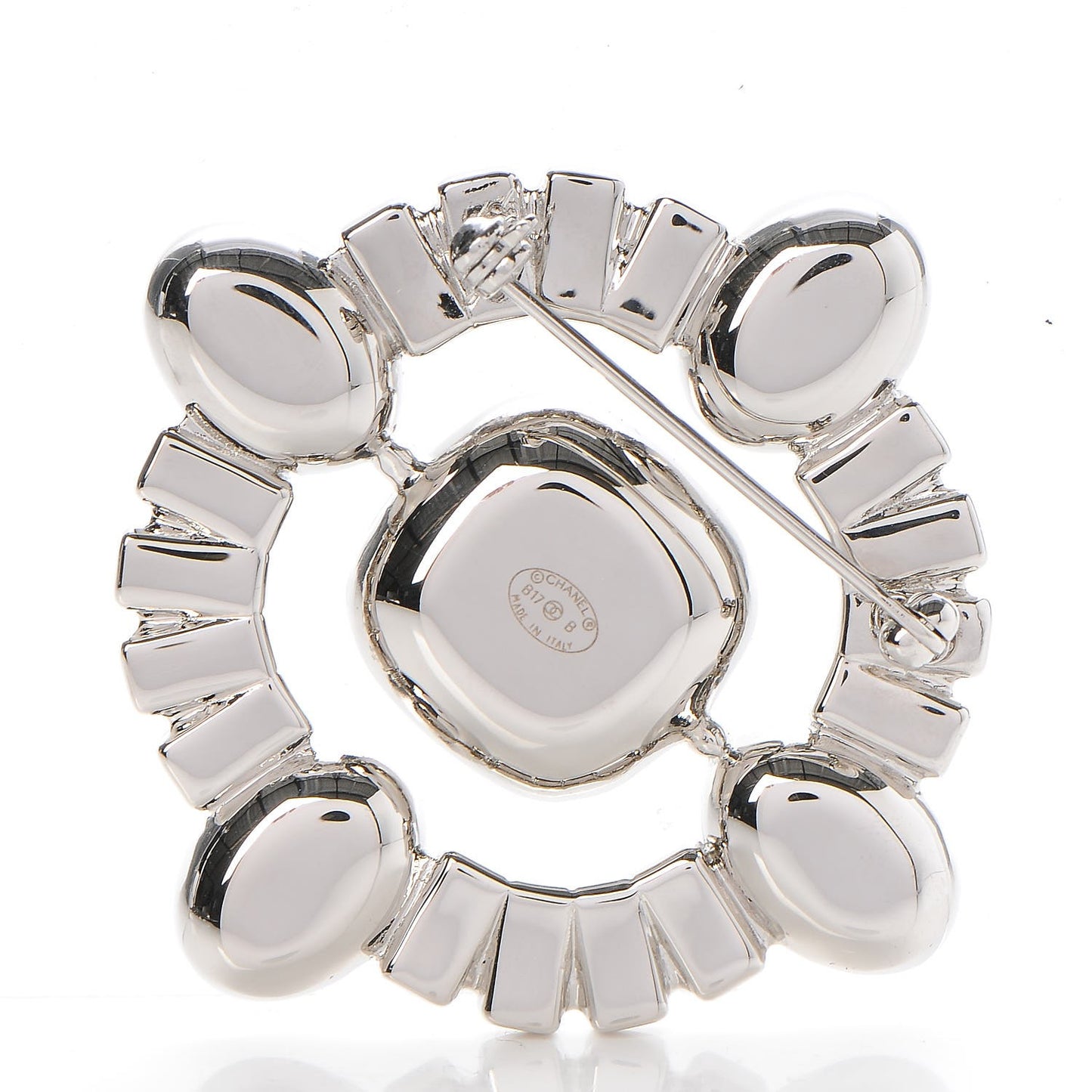 Baguette Crystal CC Brooch Silver
